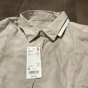 UNIQLO LINEN LONG SLEEVE - BEIGE